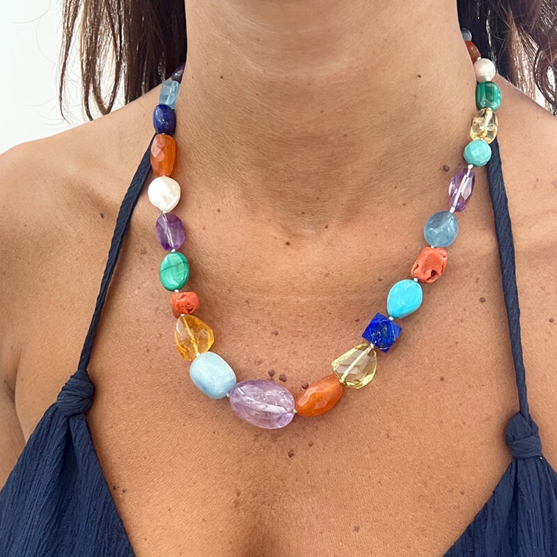 Collana Positano, argento 925 rodiato