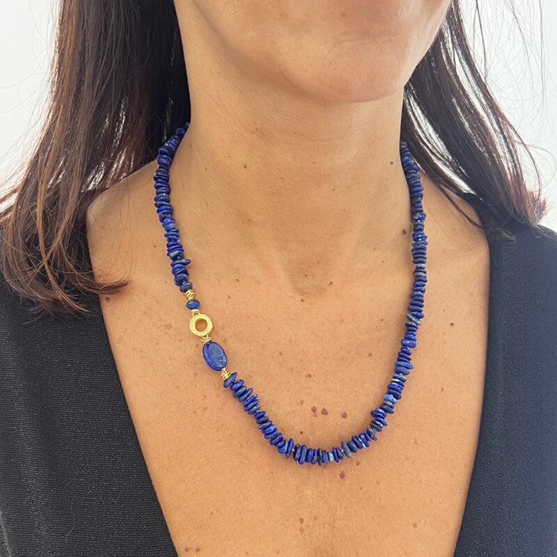 Collana Giotto con lapislazzuli, argento 925 dorato