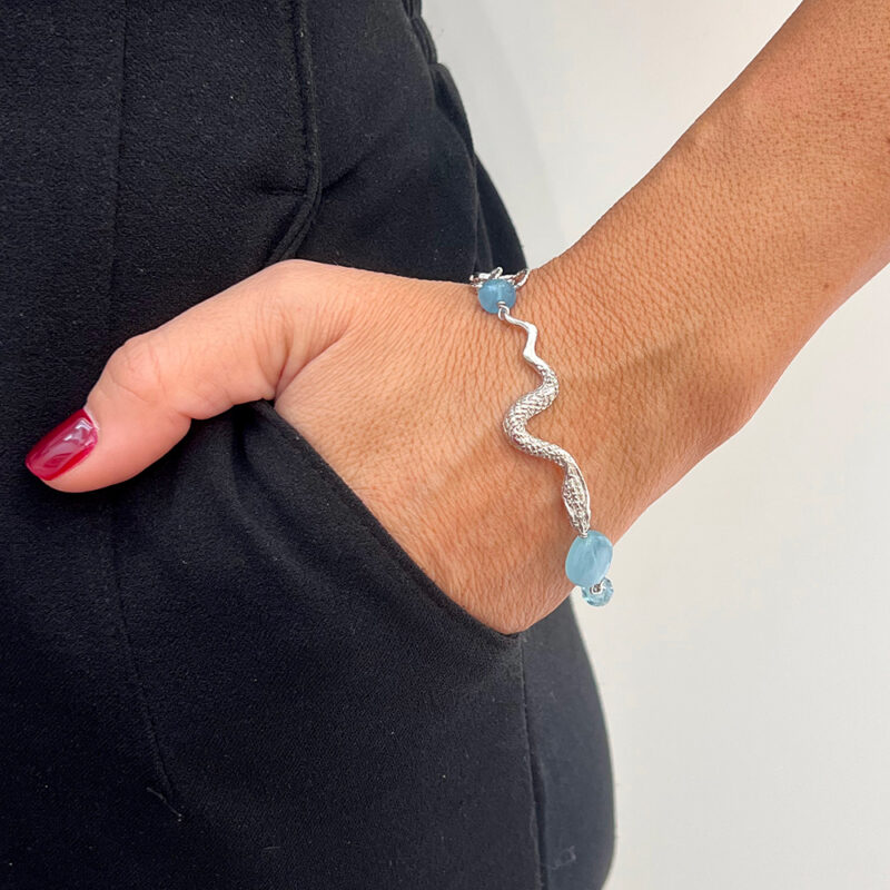 Bracciale Seduzione con acquamarina, argento 925 rodiato