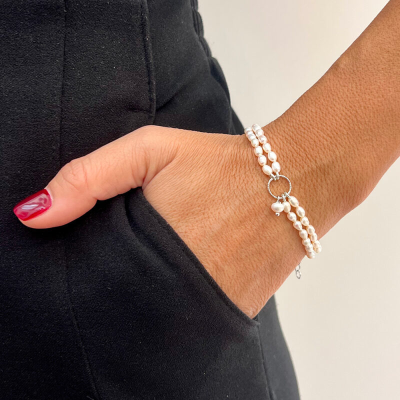 Bracciale Piccole Gioie con perle d'acqua dolce, argento 925 rodiato