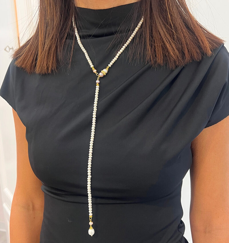 Collana Piccole Gioie con perle coltivate in acqua adoce, argento 925 dorato