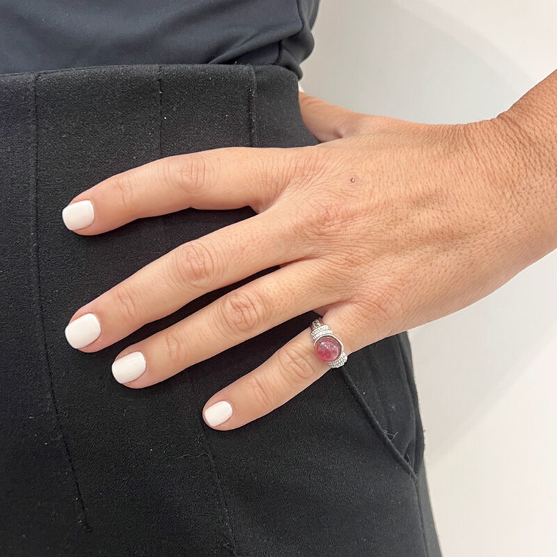 Anello Esclusiva con tormalina rosa, argento 925 rodiato