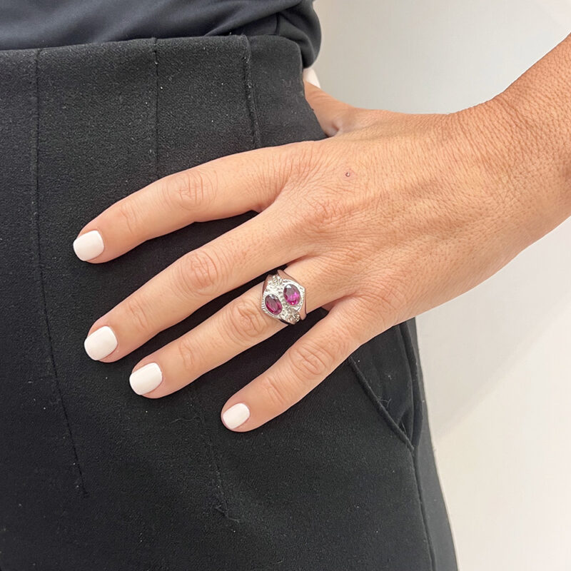 Anello Esclusiva con rodonite qualità AAA, argento 925 rodiato